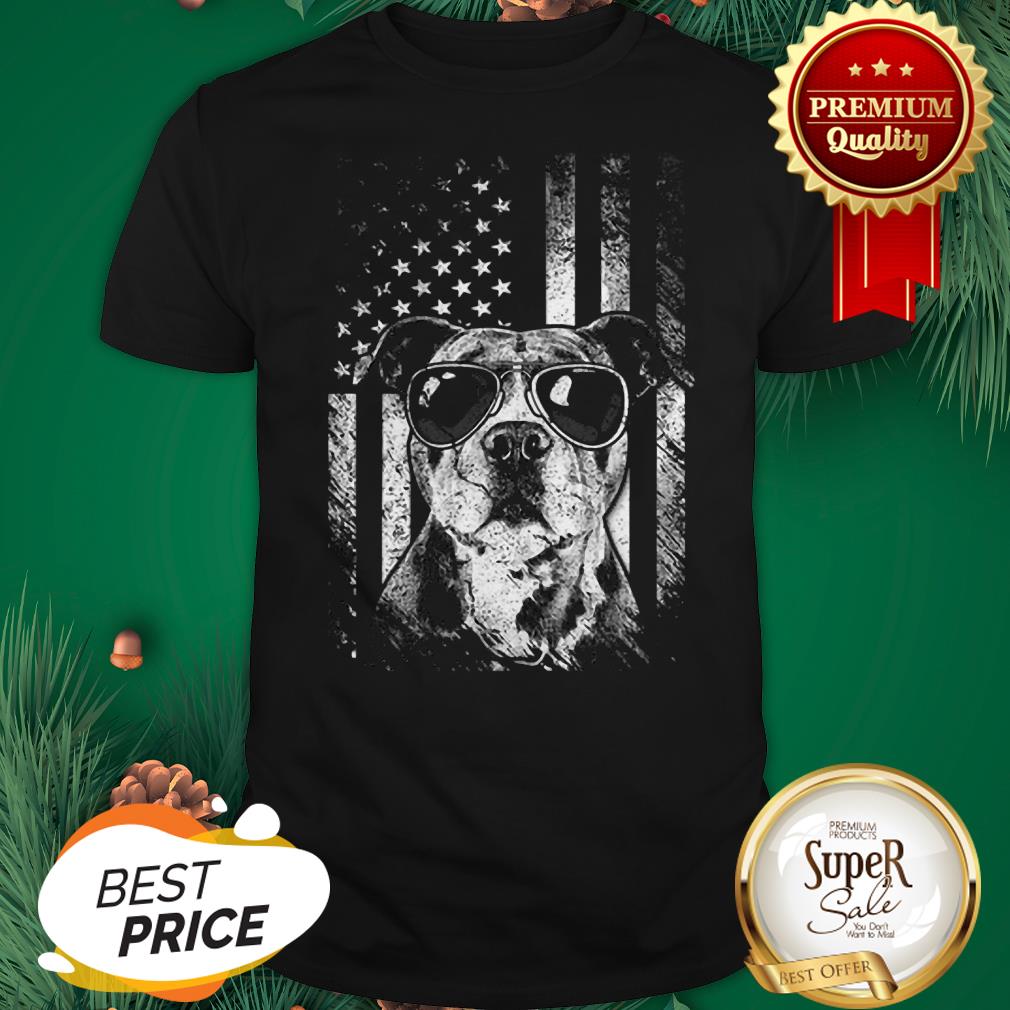 Official American Flag Pitbull Sunglass Shirt