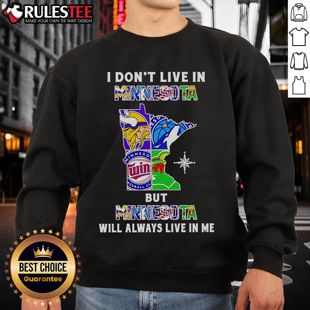Official I Don't Live In Minnesota But Minnesota Will Always Live In Me Sport Teams T-Shirt - Image 5