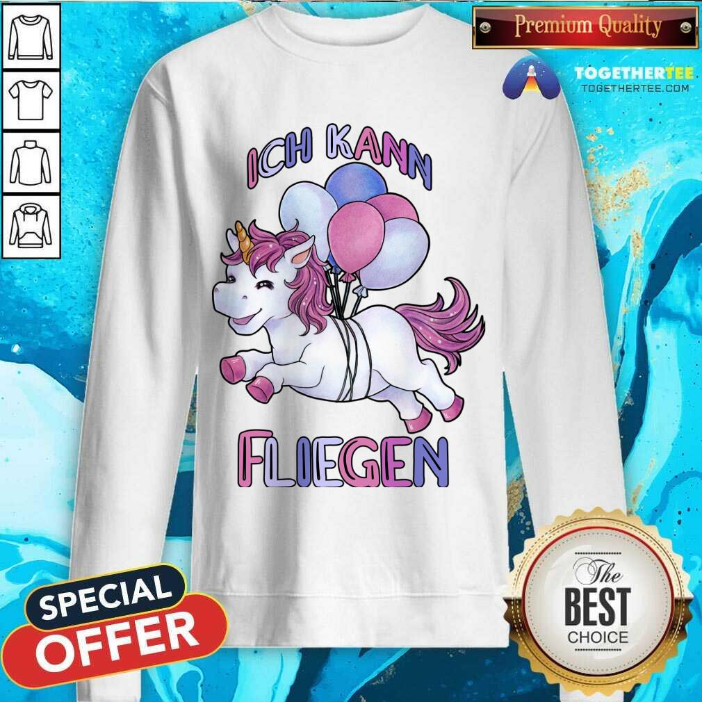 Ich Kann Fliegen With Balloons Unicorn Birthday Girl Shirt - Image 3