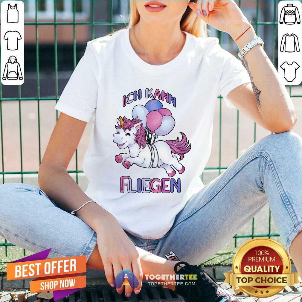 Ich Kann Fliegen With Balloons Unicorn Birthday Girl Shirt - Image 5