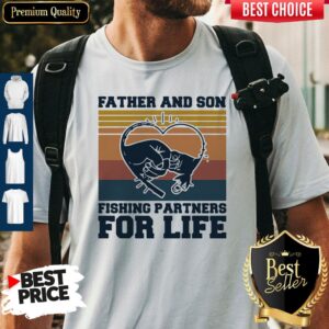 Nice Father And Son Fishing Partners For Life Hand Heart Vintage Shirt
