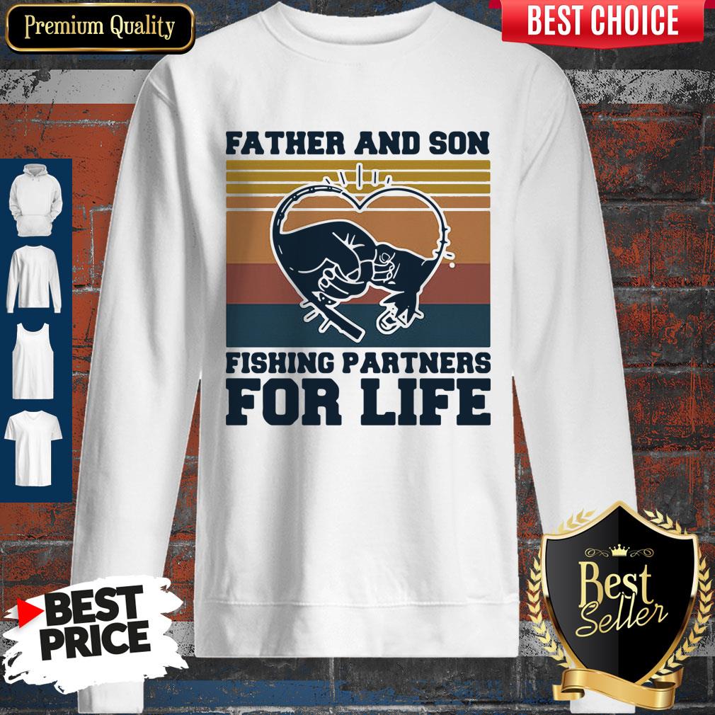 Nice Father And Son Fishing Partners For Life Hand Heart Vintage Shirt - Image 5