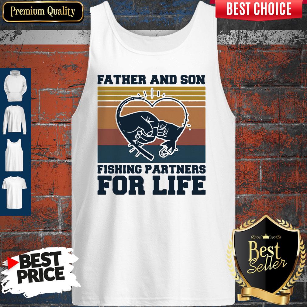Nice Father And Son Fishing Partners For Life Hand Heart Vintage Shirt - Image 4