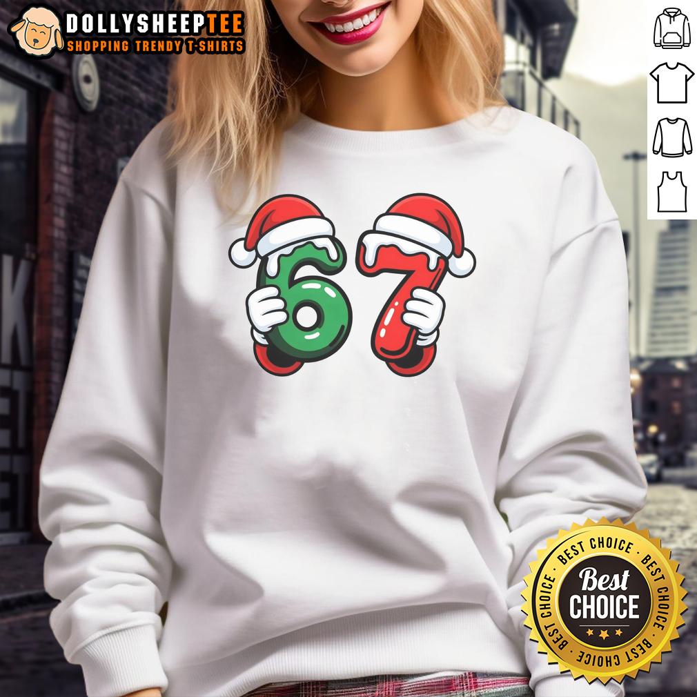 Nice Christmas 67 Santa Hands Meme 6-7 Sixty Seven T-Shirt - Image 5
