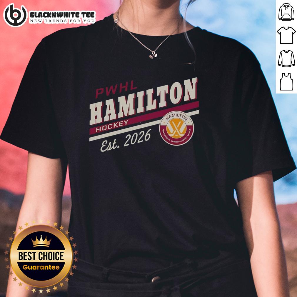Awesome PWHL Hamilton Hockey Est 2026 Logo T-Shirt - Image 3