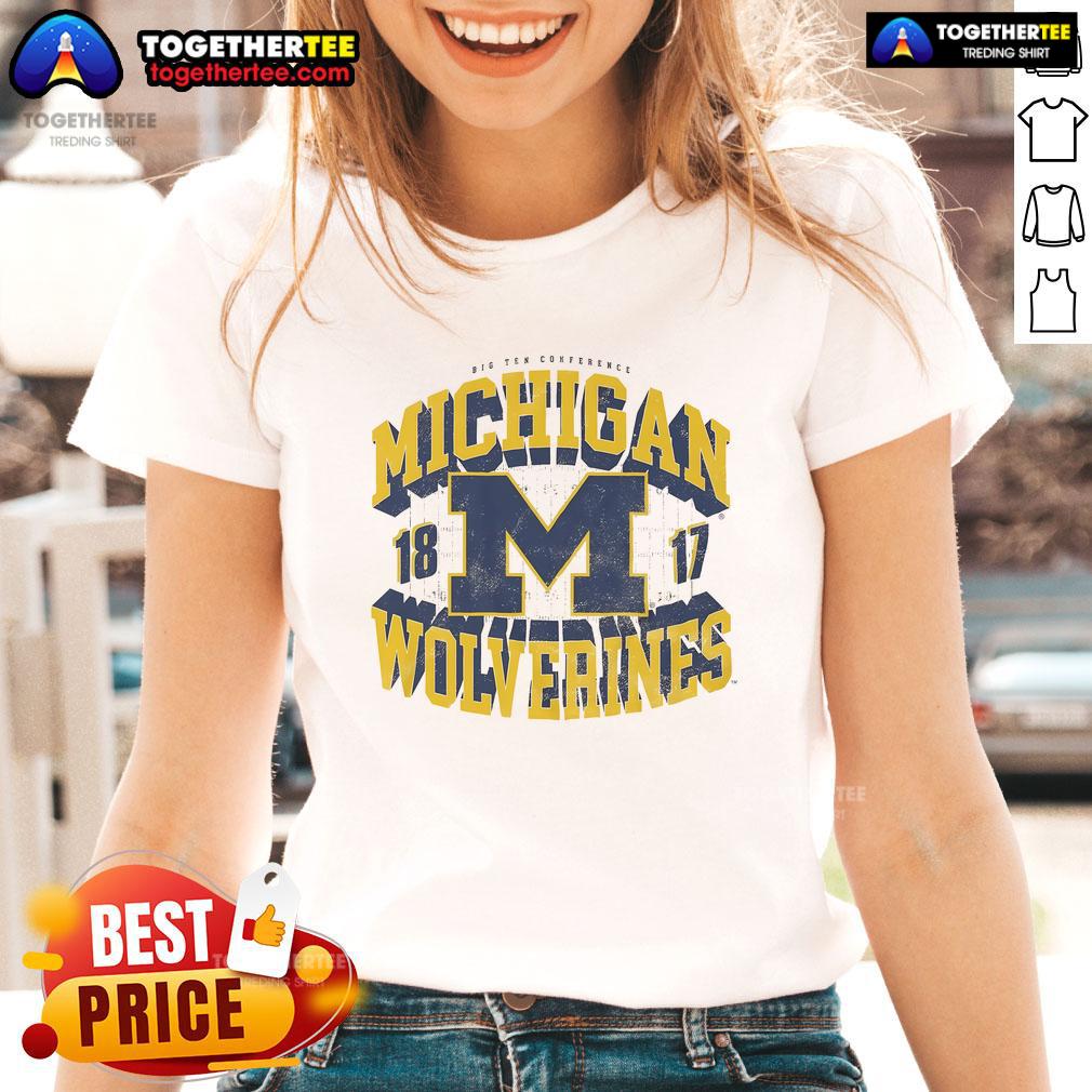 Official Michigan Wolverines Field Arched Wordmark 1817 T-Shirt - Image 3