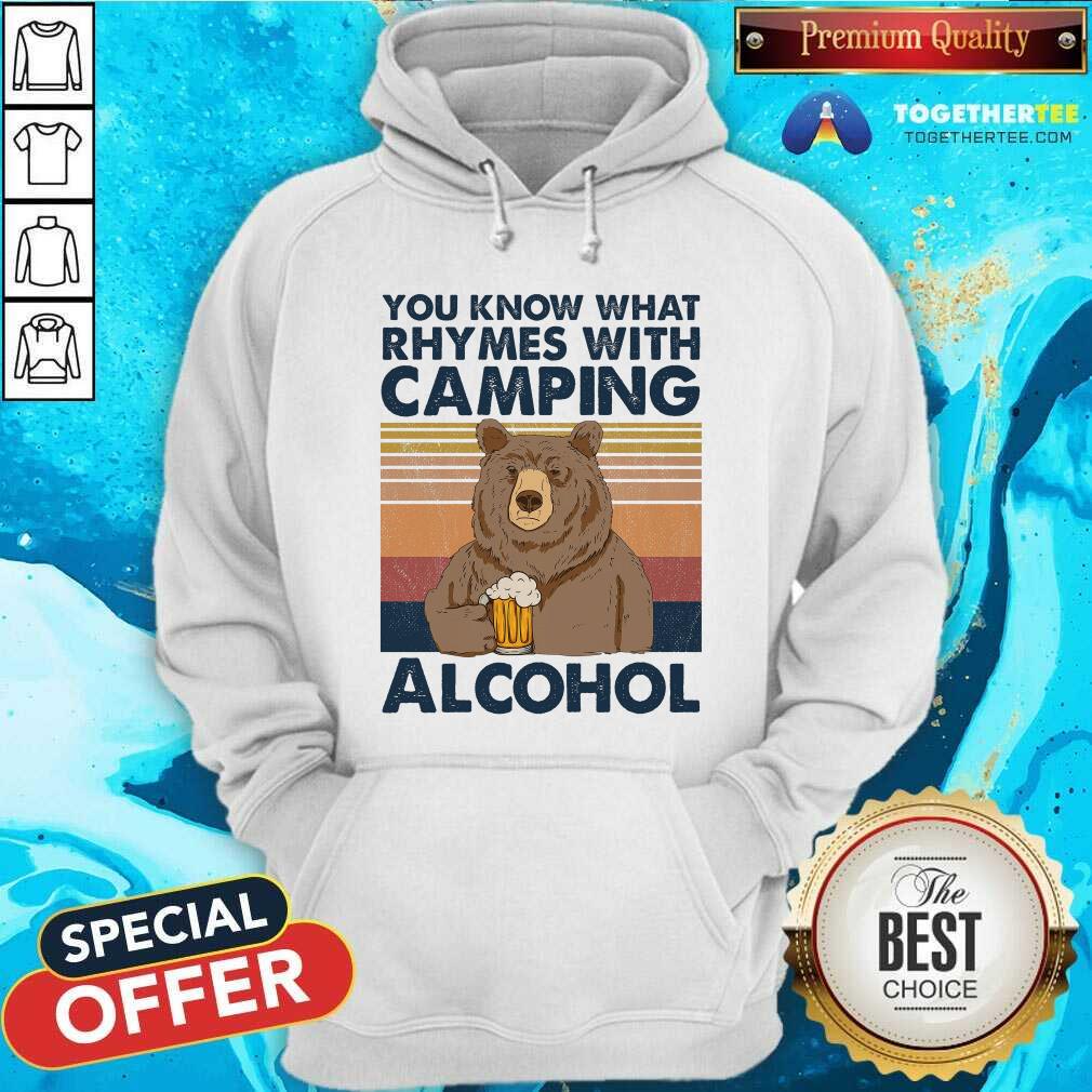 Bear Drink Beer Rhymes With Camping Alcohol Vintage Shirt - Image 5
