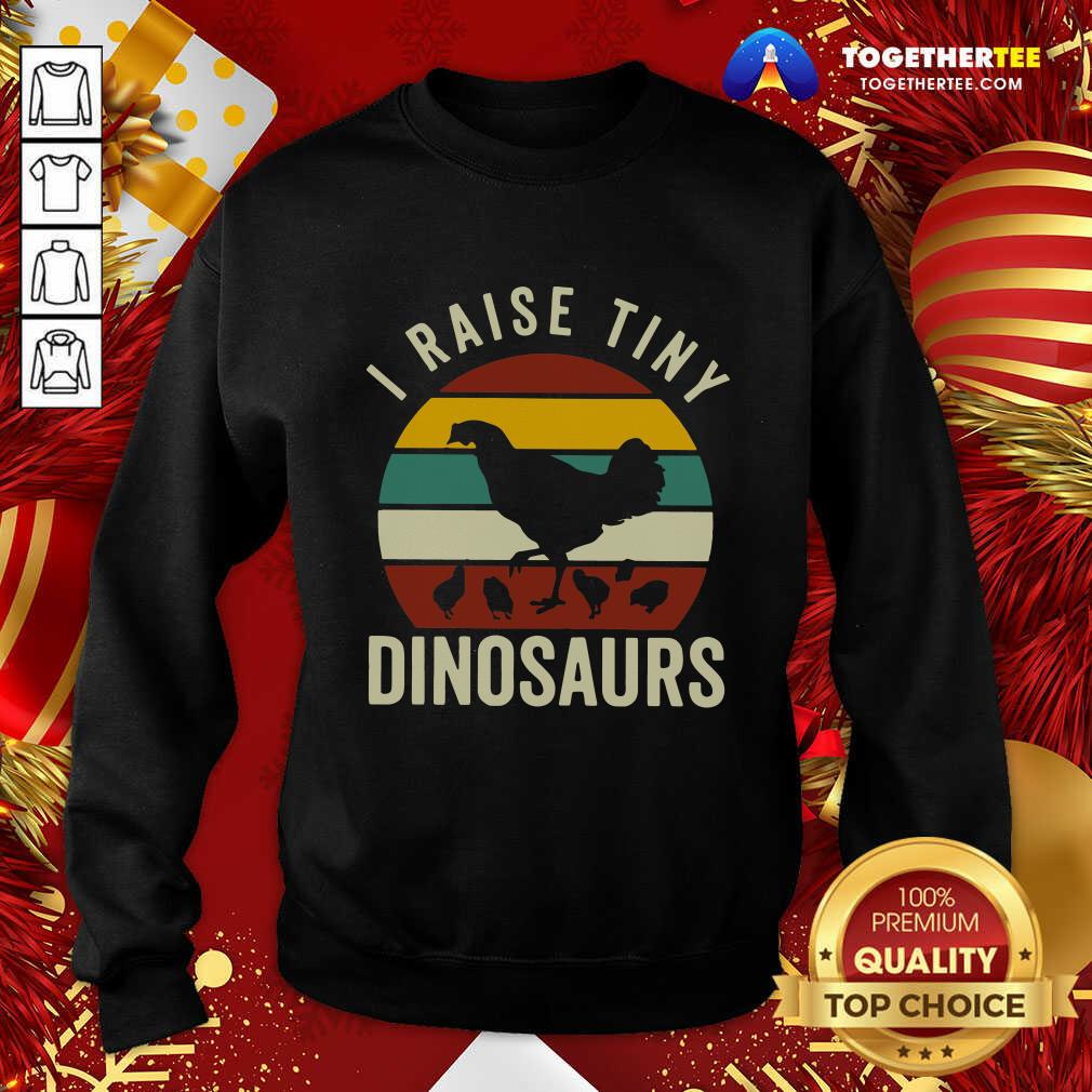 Official Chickens I Raise Tiny Dinosaurs Vintage Retro Shirt - Image 4