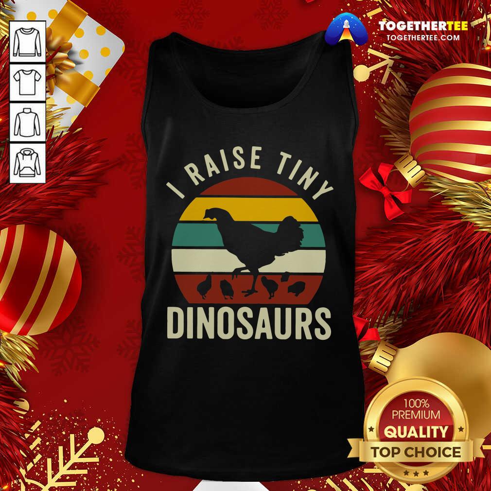 Official Chickens I Raise Tiny Dinosaurs Vintage Retro Shirt - Image 3