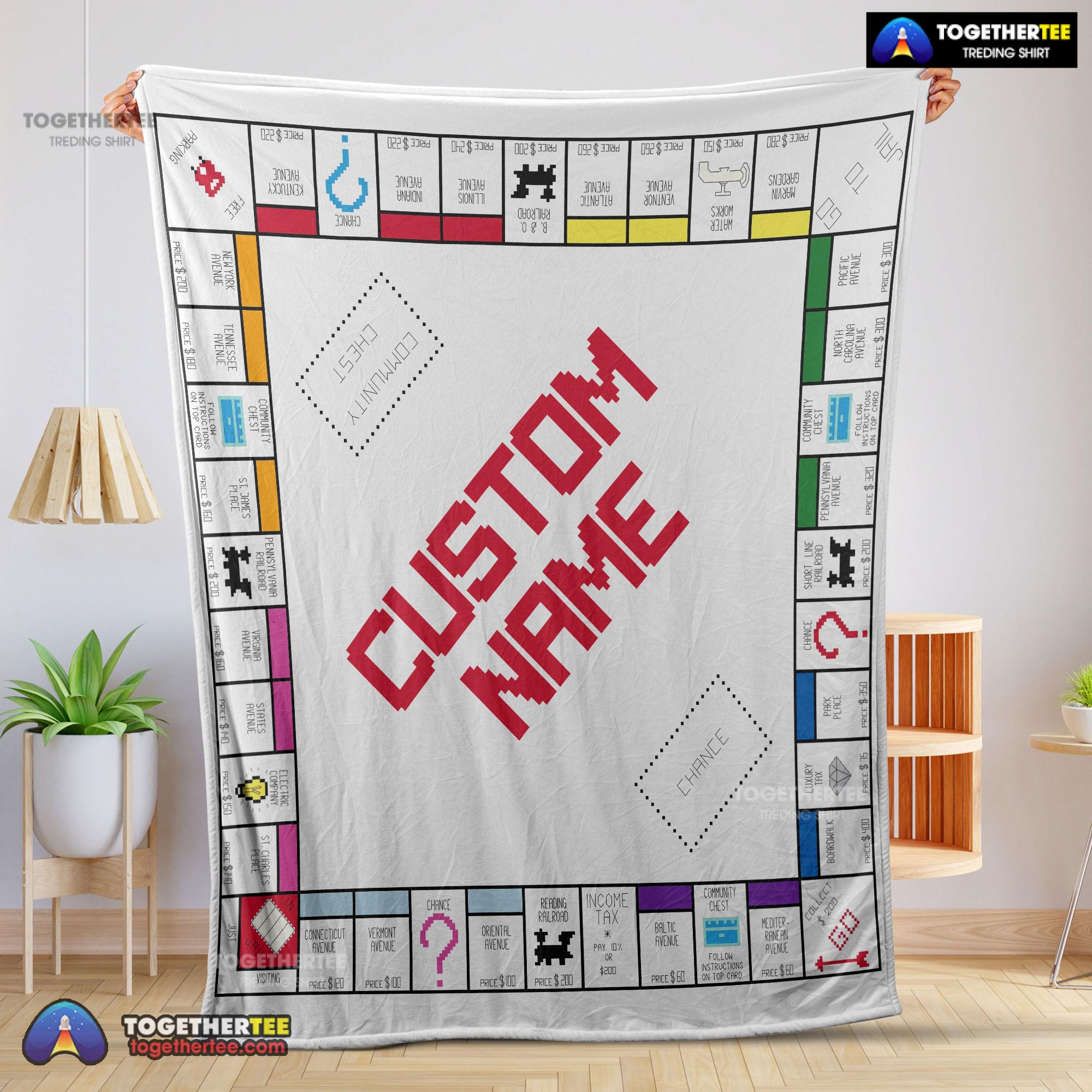 Official Classic Monopoly Board Game Blanket Fleece Customized Blanket