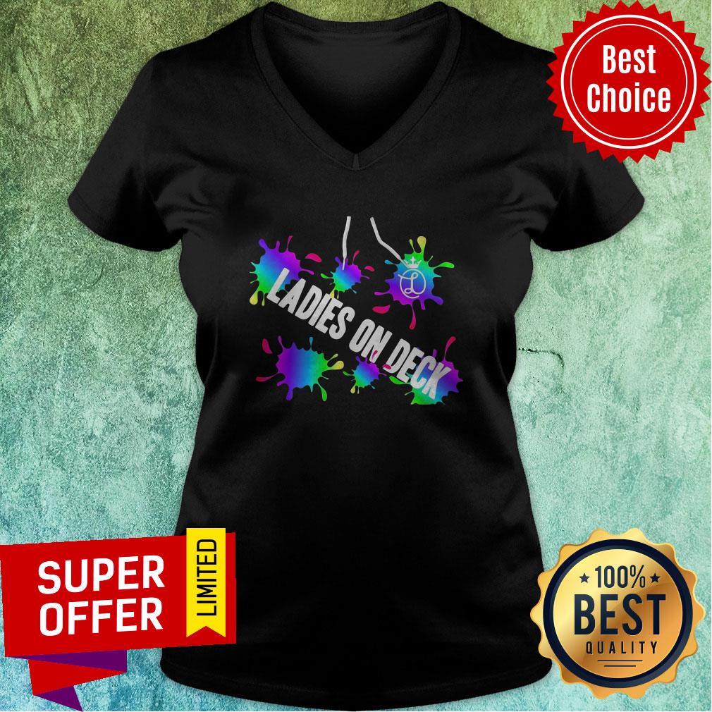Funny Ladies On Deck Paint Splash Shirt - Image 4