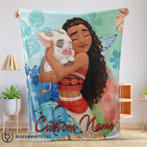 Premium Good Cute Disney Cartoon Moana Family With Friends Cute Blanket Fleece Customized Blanket