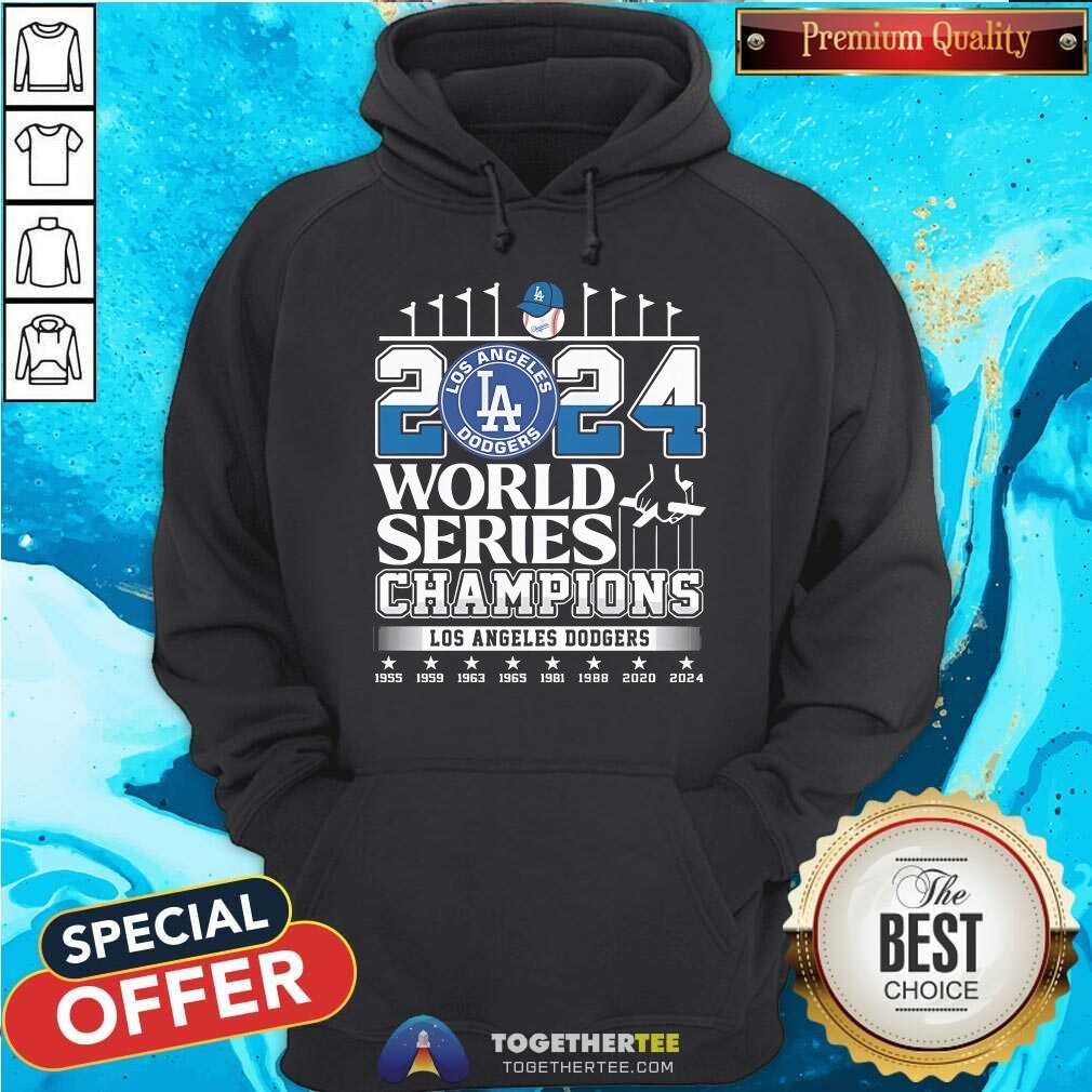 Official Los Angeles Dodgers 2024 World Series Champions 8th Time 1955-2024 T-Shirt - Image 5