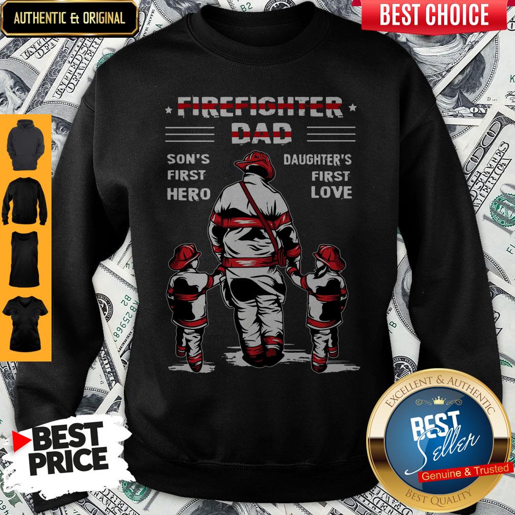 Firefighter Dad Son's First Hero Daughter's First Love Shirt - Image 5