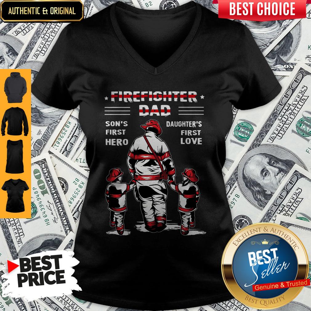 Firefighter Dad Son's First Hero Daughter's First Love Shirt - Image 2