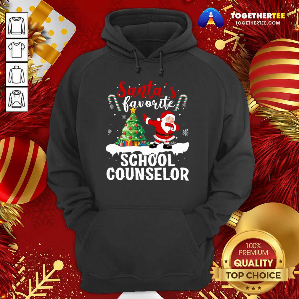 Funny Santa's Favorite School Counselor Santa Christmas T-Shirt - Image 5