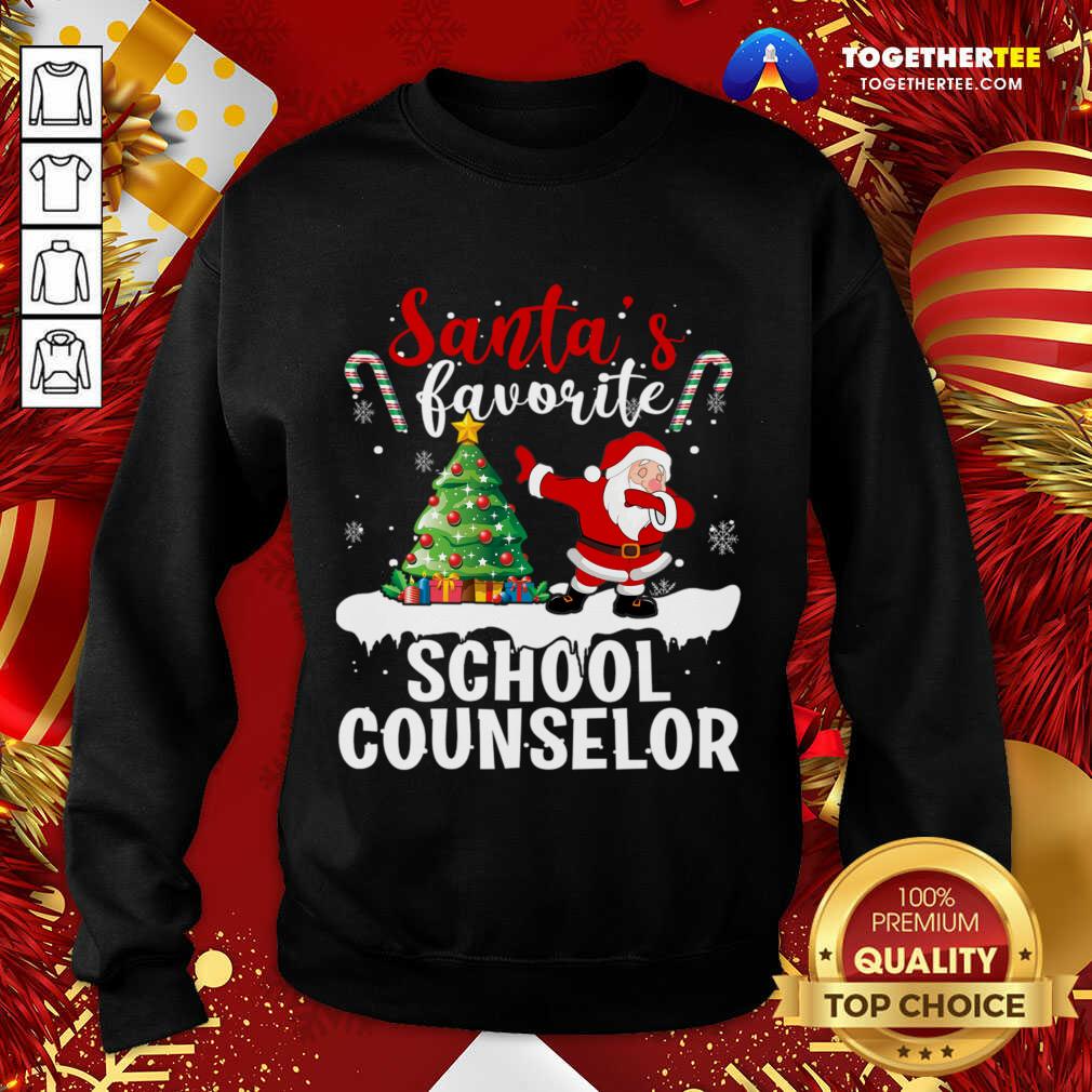 Funny Santa's Favorite School Counselor Santa Christmas T-Shirt - Image 4