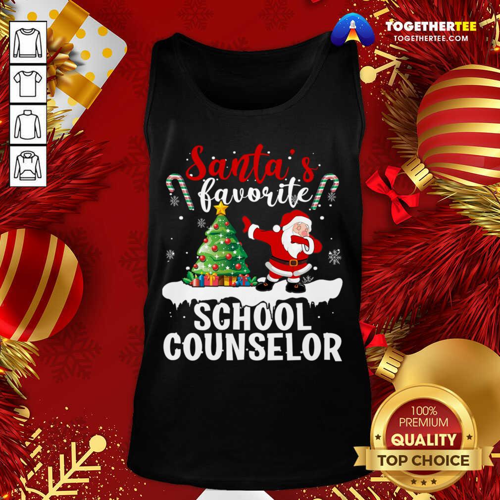 Funny Santa's Favorite School Counselor Santa Christmas T-Shirt - Image 3