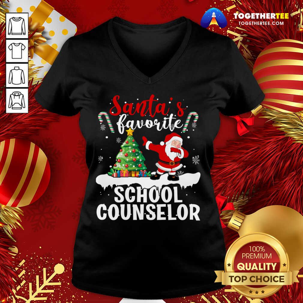 Funny Santa's Favorite School Counselor Santa Christmas T-Shirt - Image 2