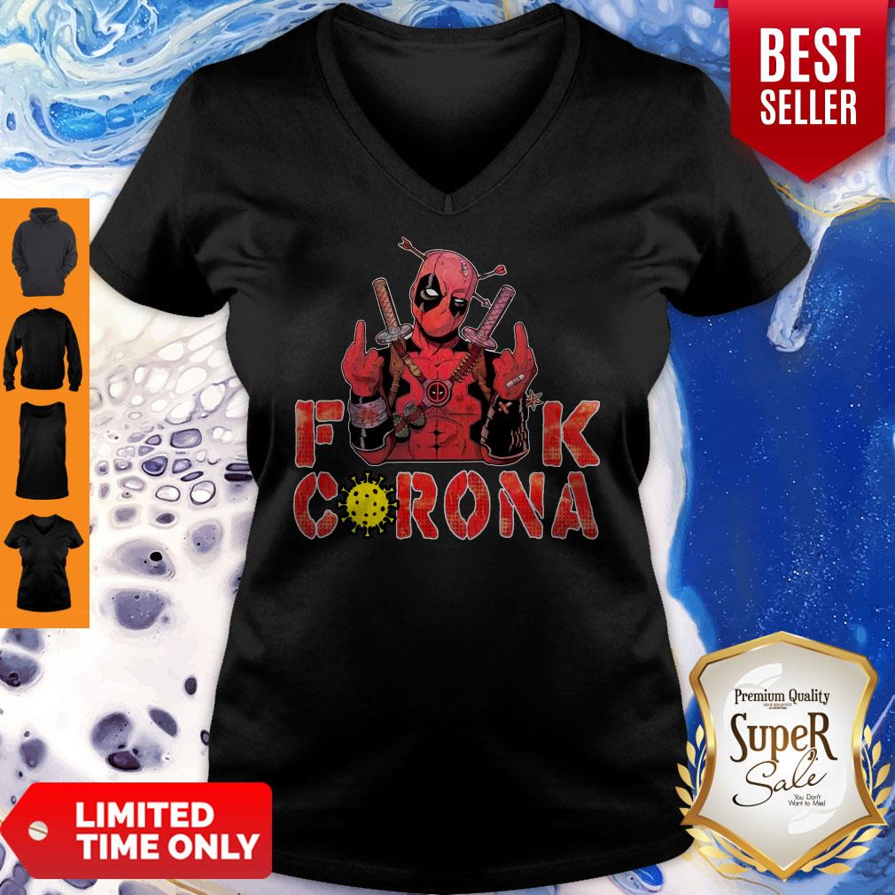 Funny Deadpool Fuck Corona Shirt - Image 3
