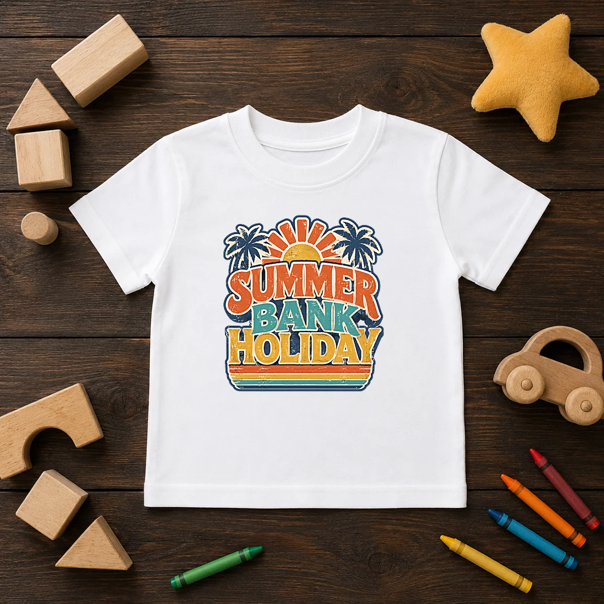 Awesome Vintage Retro Summer Bank Holiday Palm Sunburst Shirt - Image 9
