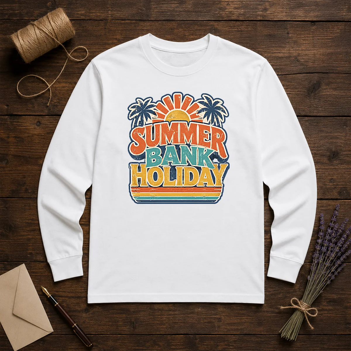 Awesome Vintage Retro Summer Bank Holiday Palm Sunburst Shirt - Image 5