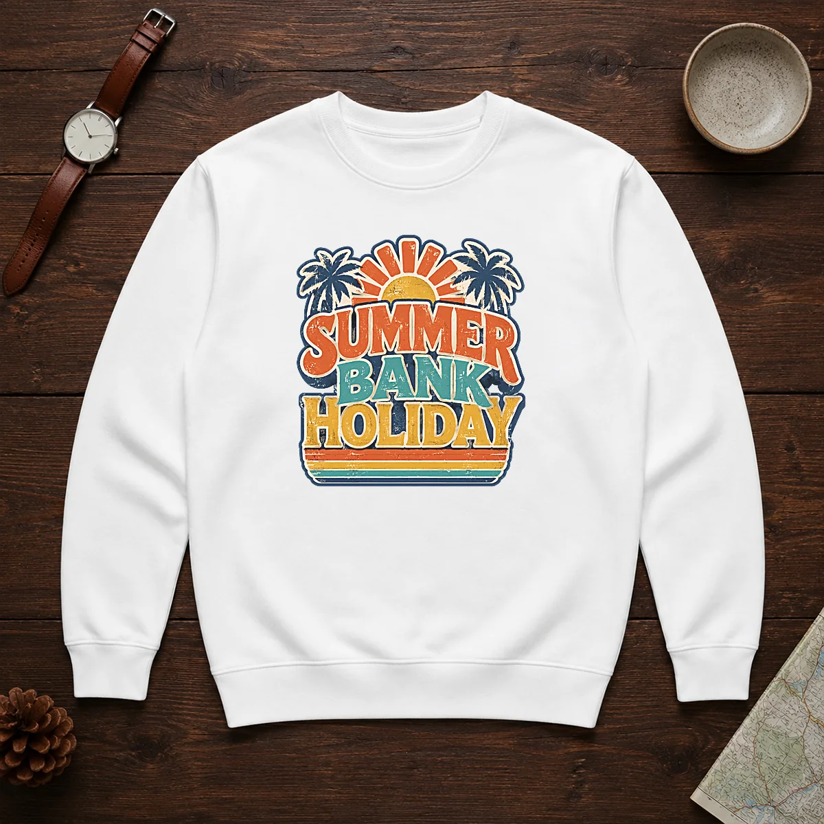 Awesome Vintage Retro Summer Bank Holiday Palm Sunburst Shirt - Image 7