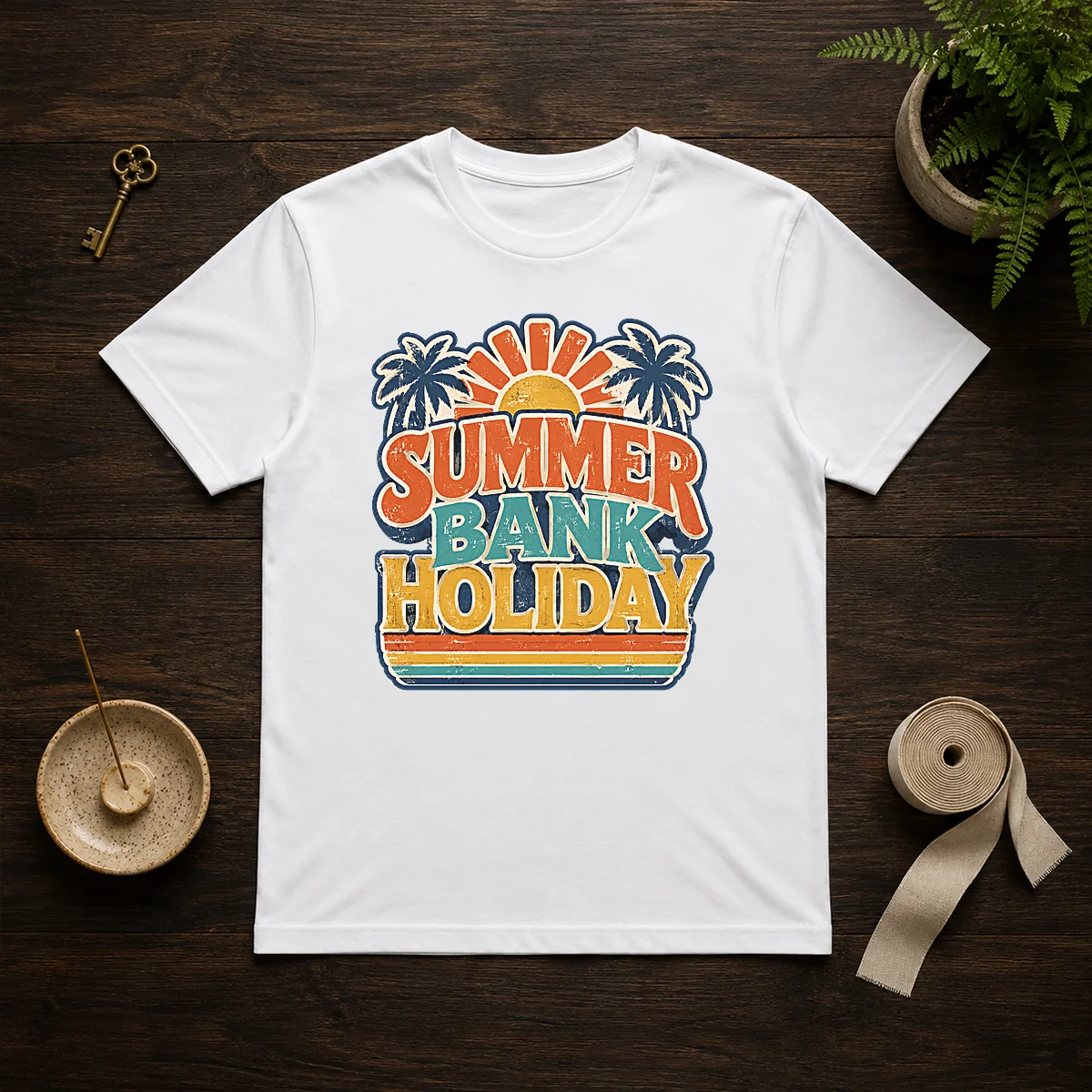 Awesome Vintage Retro Summer Bank Holiday Palm Sunburst Shirt