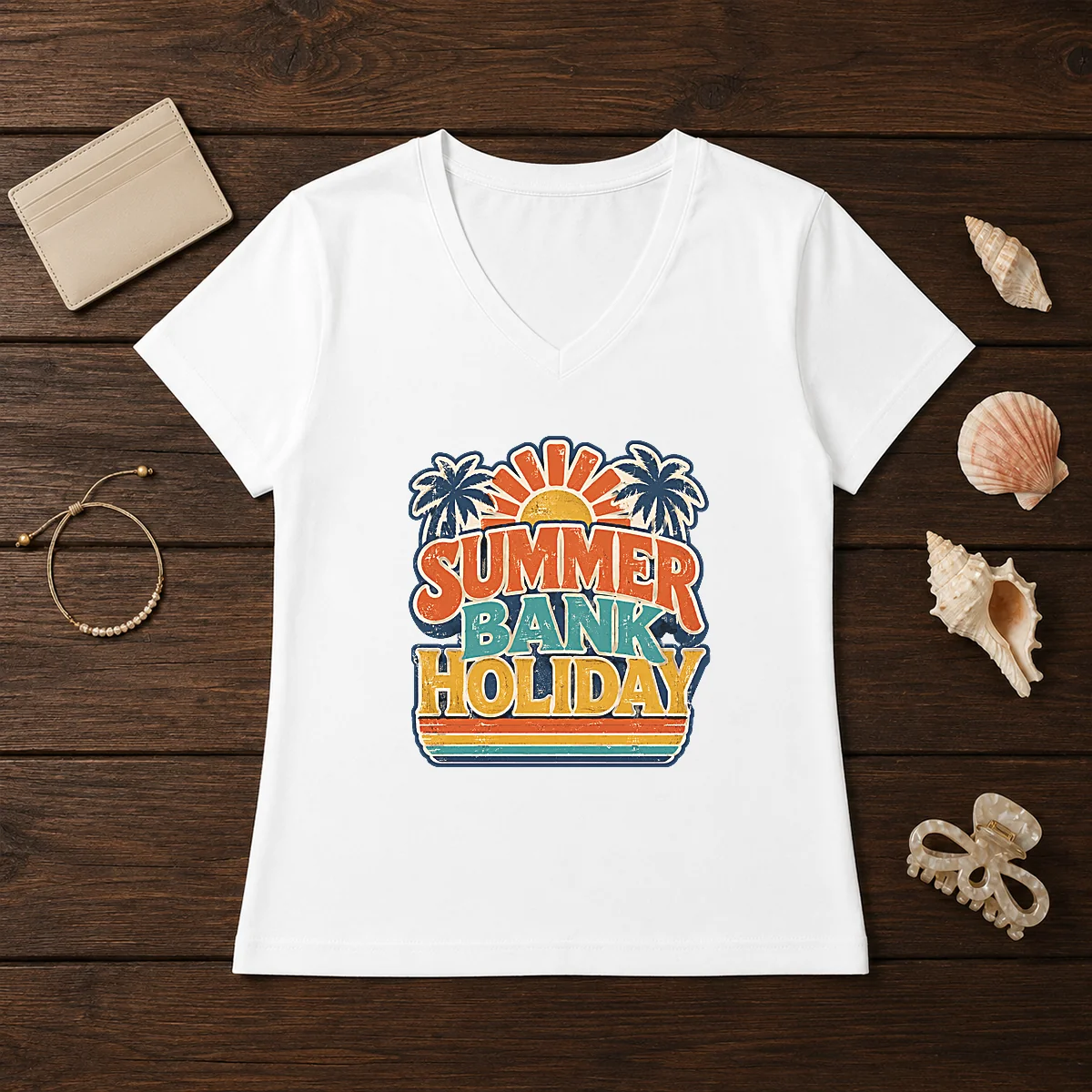 Awesome Vintage Retro Summer Bank Holiday Palm Sunburst Shirt - Image 2