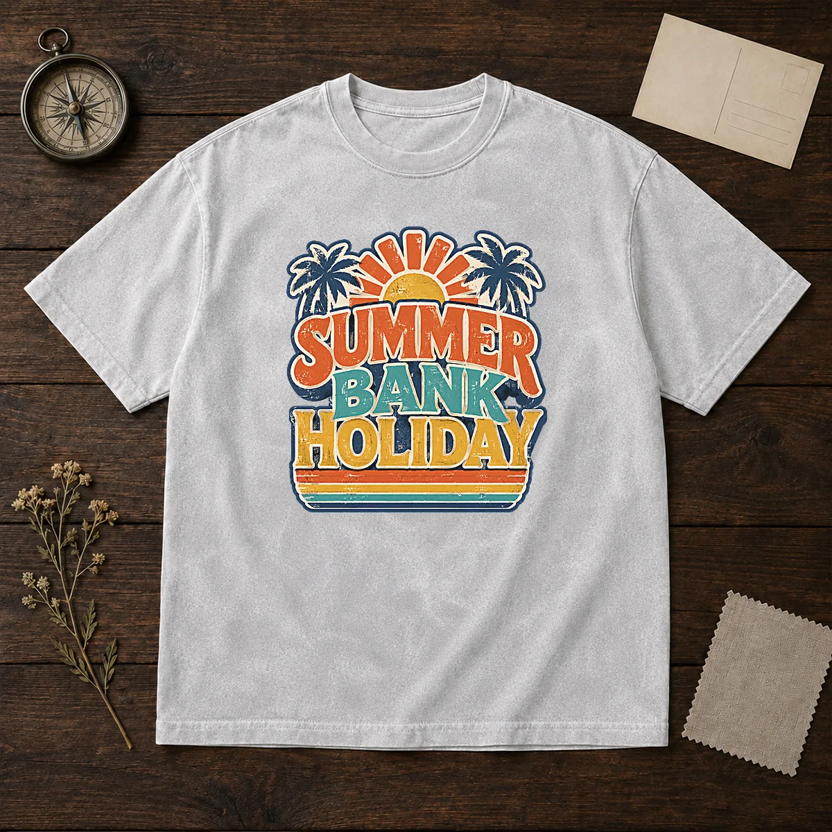 Awesome Vintage Retro Summer Bank Holiday Palm Sunburst Shirt - Image 8