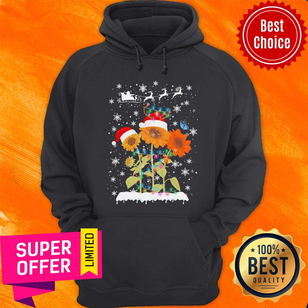 Top Sunflower Santa Reindeer Merry Christmas Shirt - Image 2