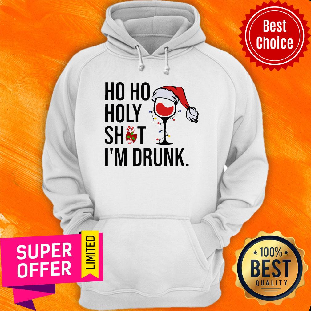 Wine Glass Ho Ho Holy Shit I’m Drunk Christmas Shirt - Image 2