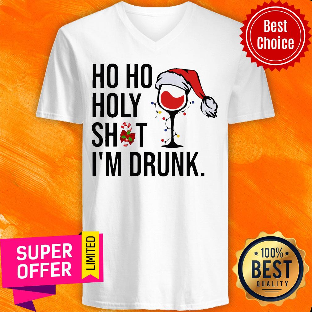 Wine Glass Ho Ho Holy Shit I’m Drunk Christmas Shirt - Image 5
