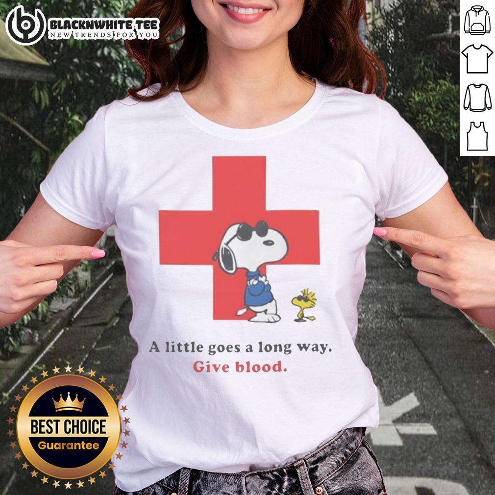 Premium American Red Cross Peanuts Snoopy A Little Goes A Long Way Give Blood T-Shirt - Image 3