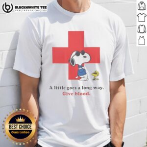 Premium American Red Cross Peanuts Snoopy A Little Goes A Long Way Give Blood T-Shirt