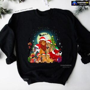 The Lion King Characters Santa Claus Sleigh Christmas Sweatshirt