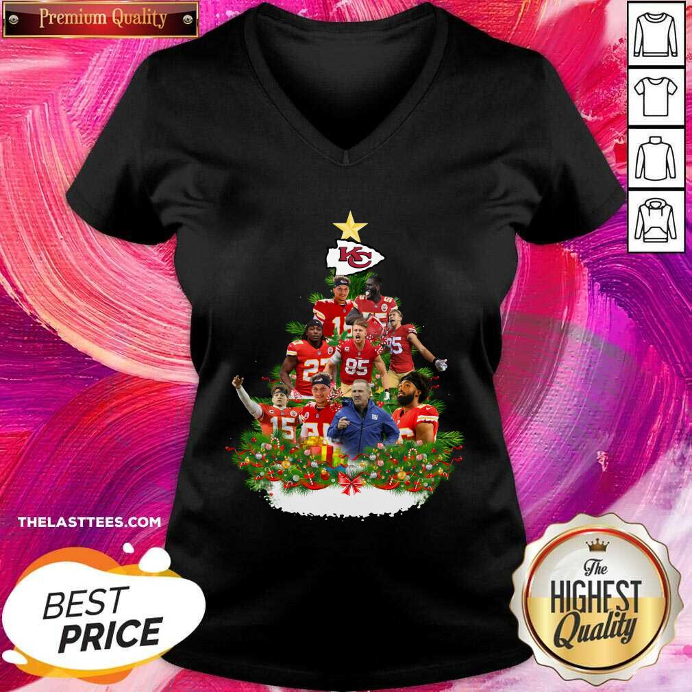 Beautiful Kansas City Chiefs Players Christmas Tree Shirt - Image 2