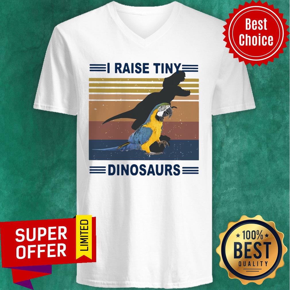 Premium I Raise Tiny Dinosaurs And Parrot Vintage Retro Shirt - Image 4