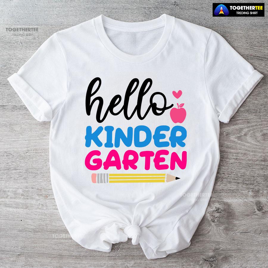Hello Kindergarten Apple Pencil Heart Back To School T-Shirt