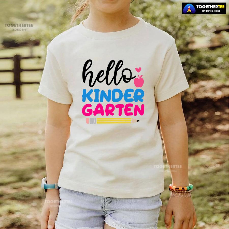 Hello Kindergarten Apple Pencil Heart Back To School T-Shirt - Image 4