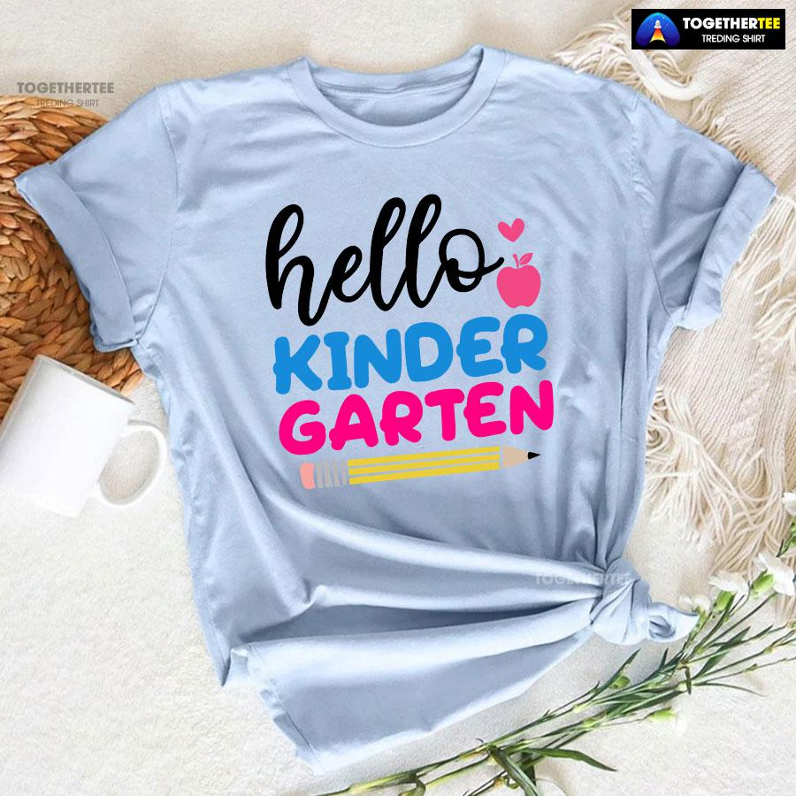 Hello Kindergarten Apple Pencil Heart Back To School T-Shirt - Image 7