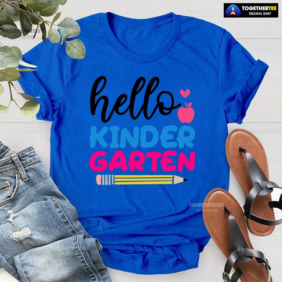 Hello Kindergarten Apple Pencil Heart Back To School T-Shirt - Image 8