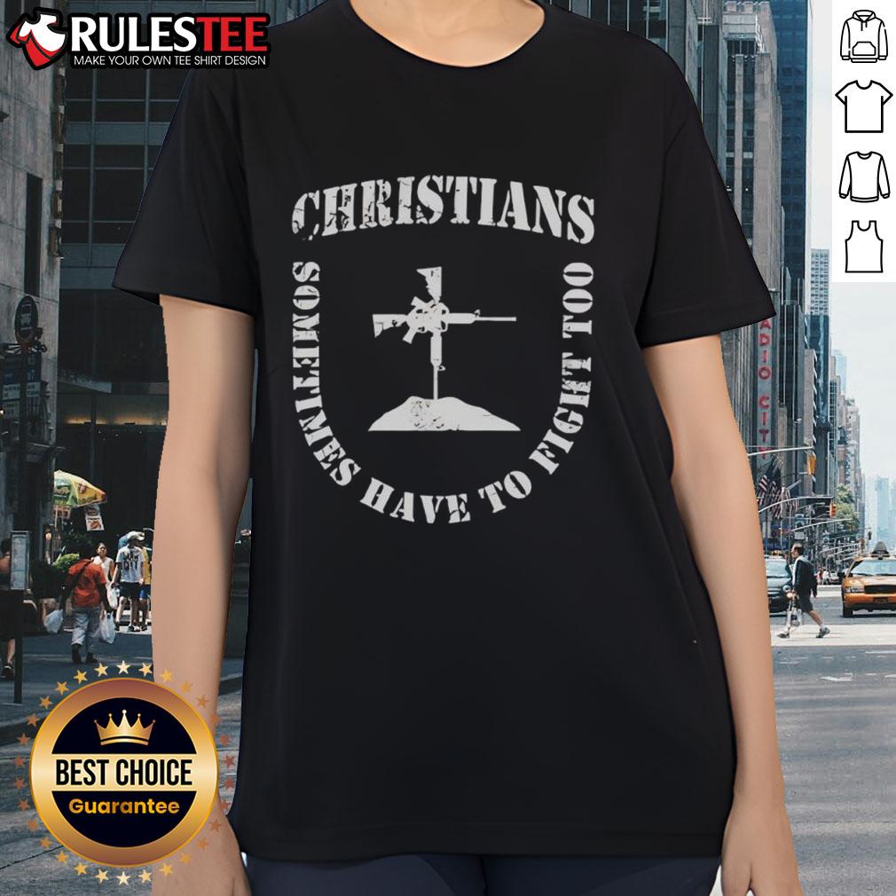 Official Christians Sometimes Have To Fight Too Shield Formation T-Shirt - Image 3