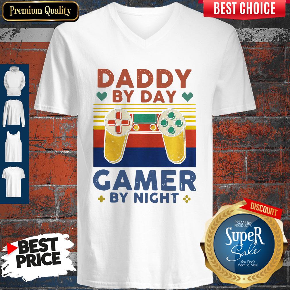 Awesome Daddy By Day Gamer By Night Vintage Shirt - Image 2