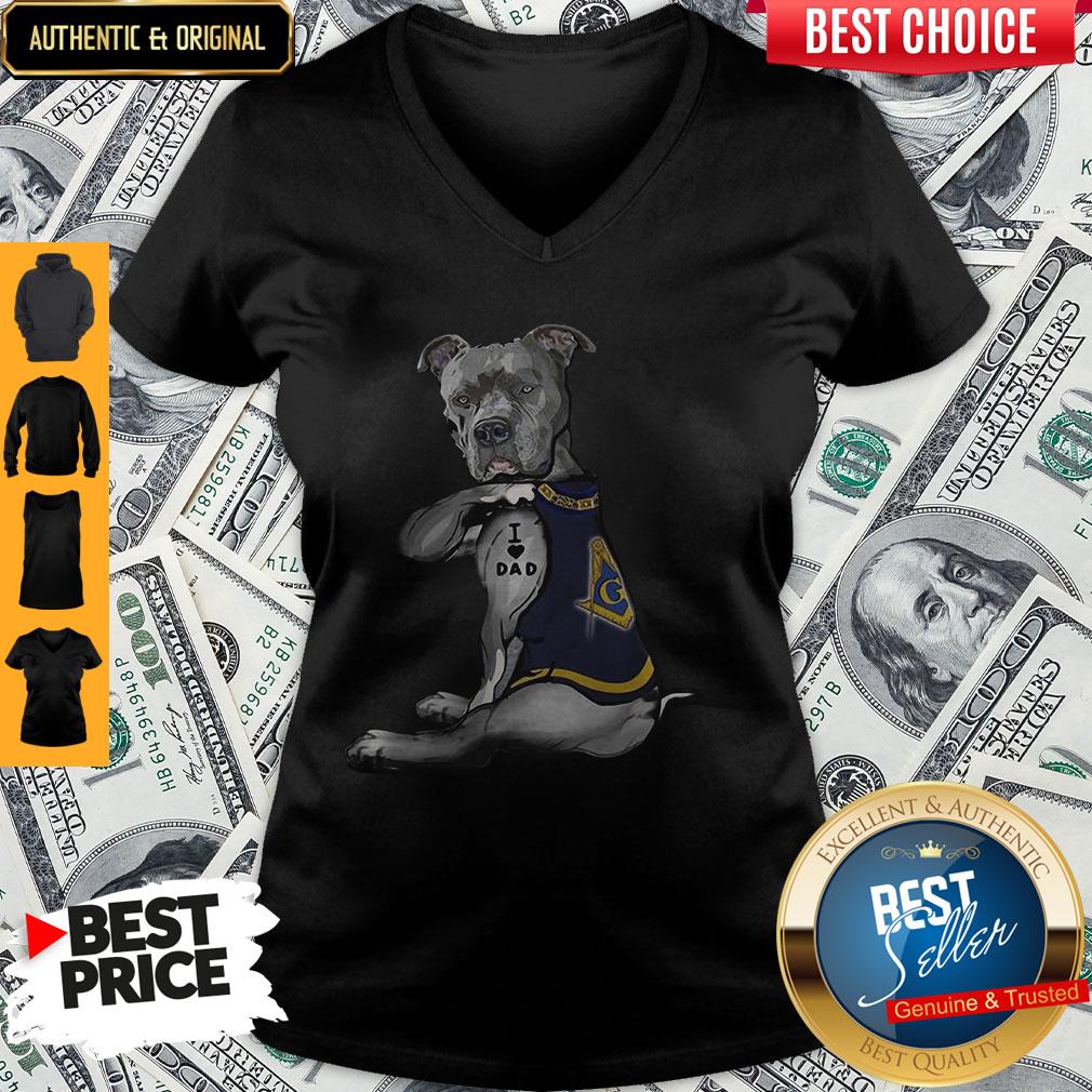 Awesome Dog Pitbull I Love Mom Tattoo Gift Shirt - Image 2