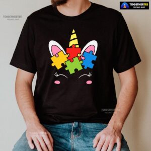 Alternative view of Unicorn Autism Puzzle Pieces T-Shirt