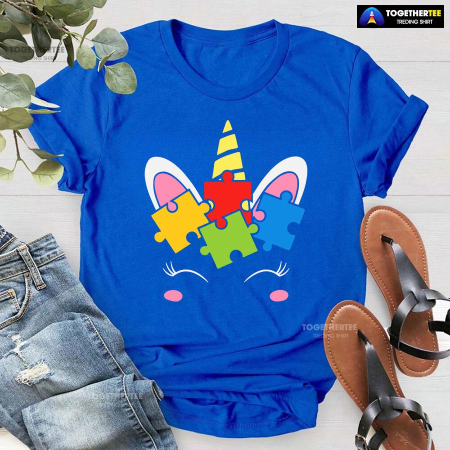 Unicorn Autism Puzzle Pieces T-Shirt - Image 5