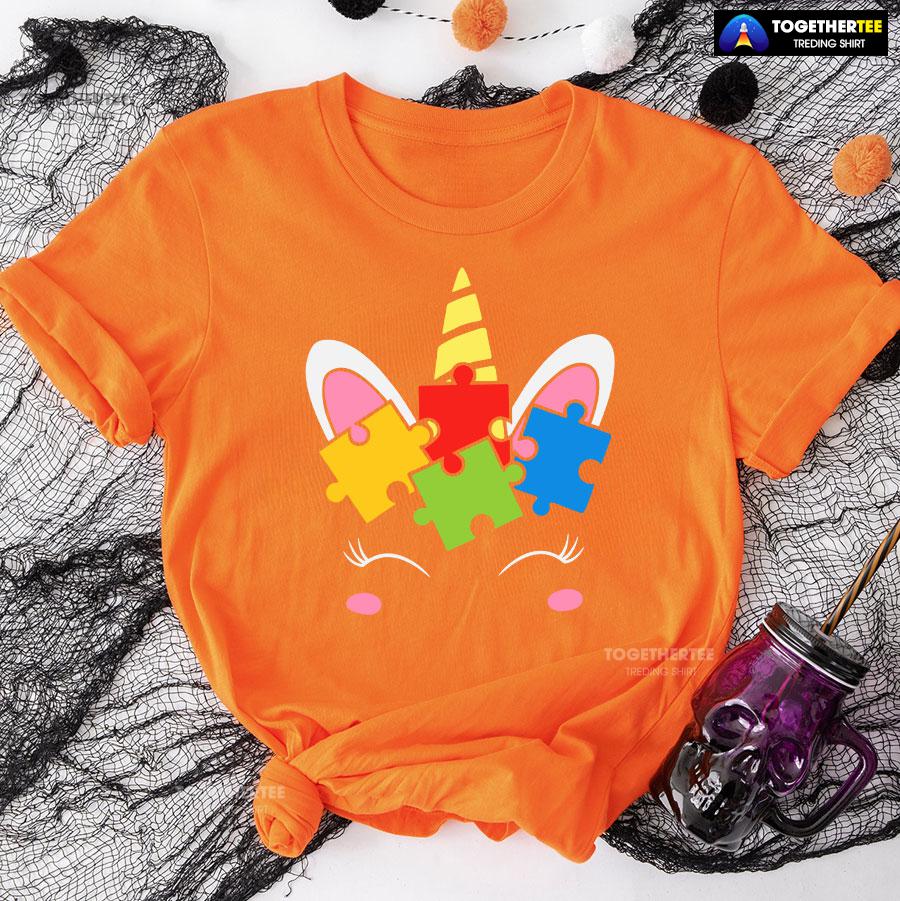 Unicorn Autism Puzzle Pieces T-Shirt - Image 9