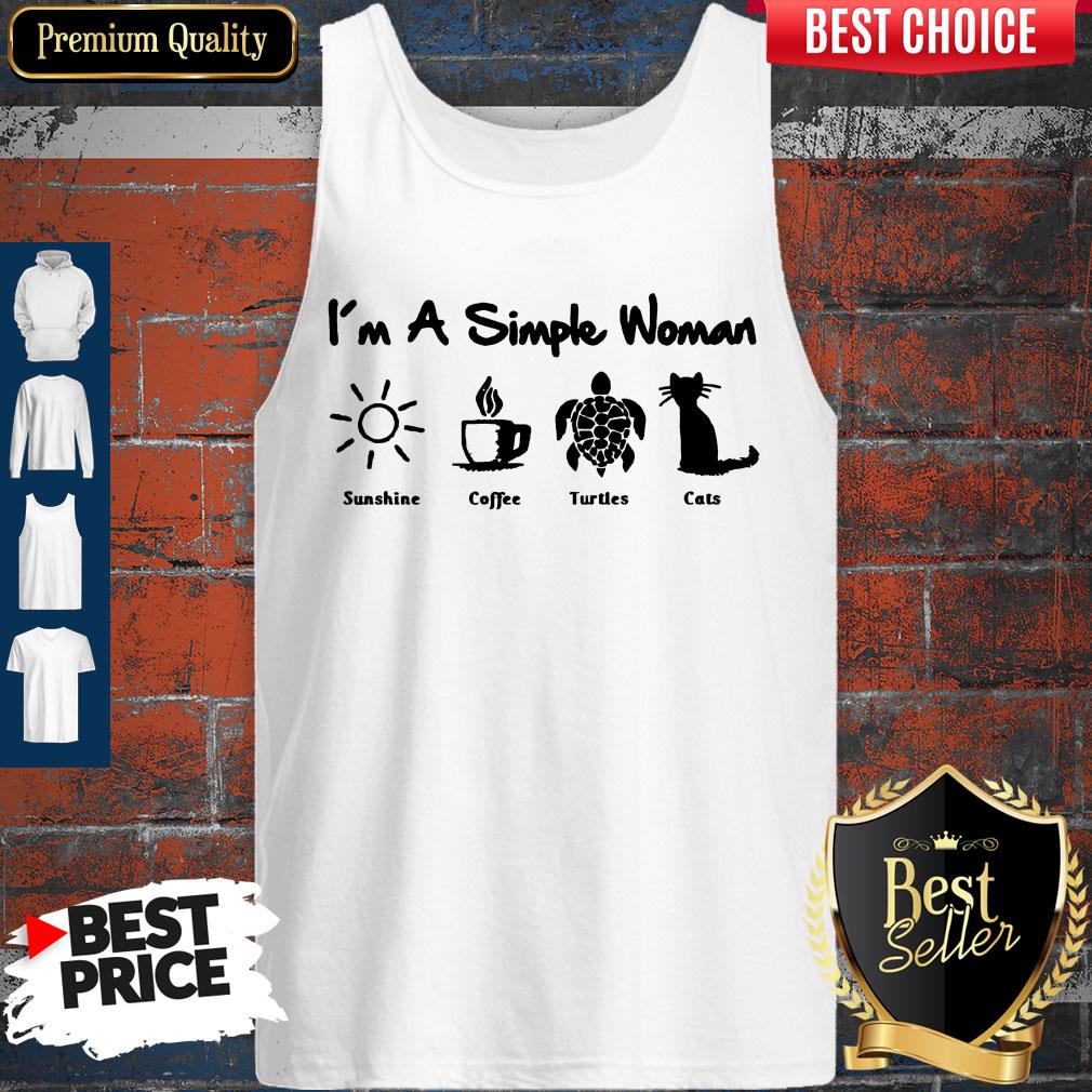 Perfect I'm A Simple Woman Sunshine Coffee Turles Cats Shirt - Image 4