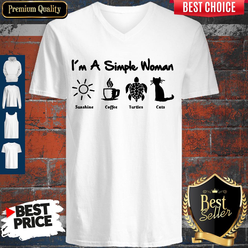 Perfect I'm A Simple Woman Sunshine Coffee Turles Cats Shirt - Image 5